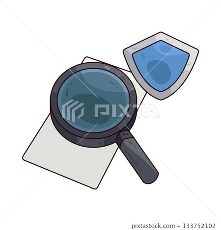 illustration of Insurance Paper with Magnifying Glass  133752102