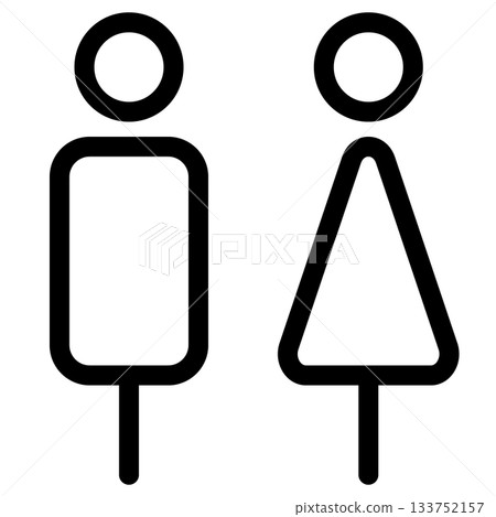 簡潔時尚的廁所標誌線條圖標 133752157