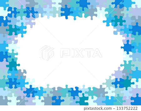 藍色拼圖框 133752222