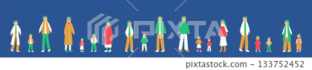 Family winter illustration set 133752452
