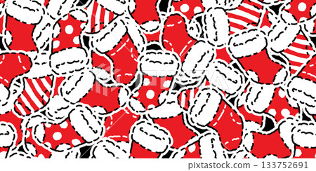 christmas sock seamless pattern polka dot striped vector cartoon doodle wrapping paper tile wallpaper repeat background illustration design scarf isolated 133752691