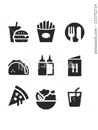 Fast food restaurant icon set stock illustration Fast food restaurant icon set stock illustration 133752714