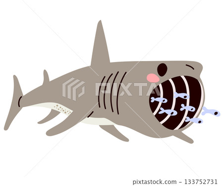 Basking Shark Cartoon Vector Illustration 133752731