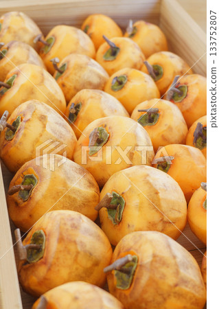 製作柿餅:削去柿子皮,同時將枝條保留成T字形。 製作柿餅:削去柿子皮,同時將枝條保留成T字形。 133752807