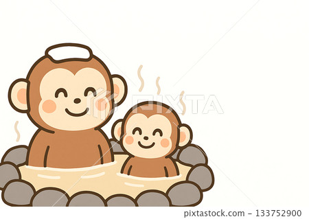 Hot spring, open-air bath, monkey Hot spring, open-air bath, monkey 133752900