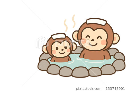 Hot spring, open-air bath, monkey Hot spring, open-air bath, monkey 133752901