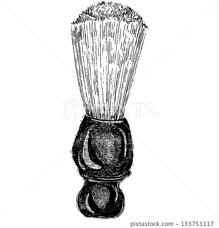 Monochrome illustration of a shaving brush 133753117