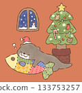 Otter's Christmas with background 133753257