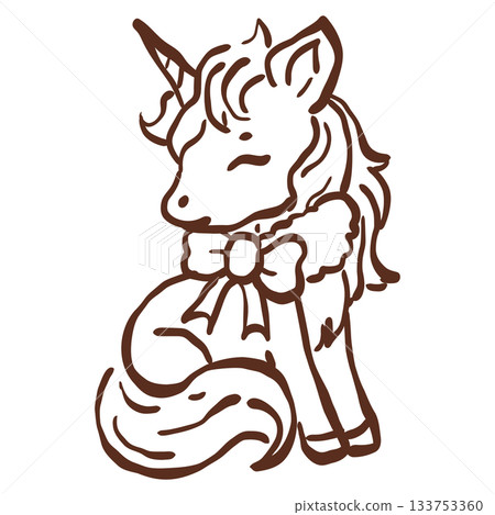 Elegant winter unicorn with flowing mane cozy bow and gentle fairytale charm for magical castlecore scenes 133753360
