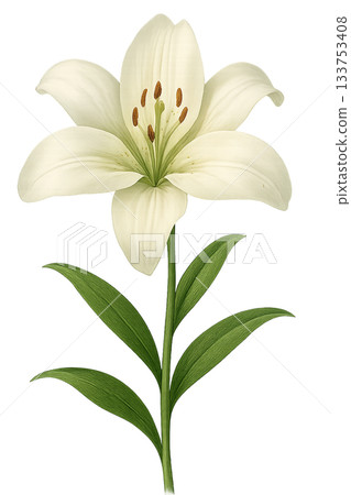 Lily flower simple illustration (transparent background PNG) 133753408