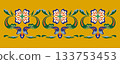 Oriental decorative pattern - vector design combining flowers and curves 133753453