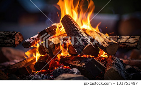 《AI圖像》燃燒的篝火火焰 133753487