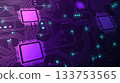 Abstract Purple Circuit Board Background With Glowing Microchips And Digital Lines Vector 133753565