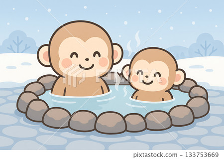 溫泉猴冬雪景 133753669
