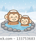 Hot spring monkey winter snow scene 133753683