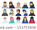 Faces/colors of people enjoying winter sports 133753836