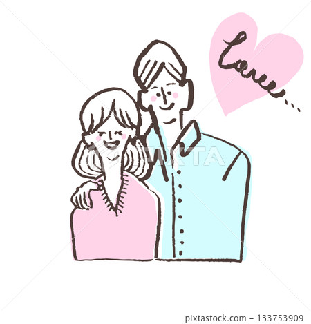 Illustration of a friendly young couple/married couple Illustration of a friendly young couple/married couple 133753909