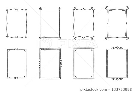 Hand Drawn Decorative Frame Set 133753998