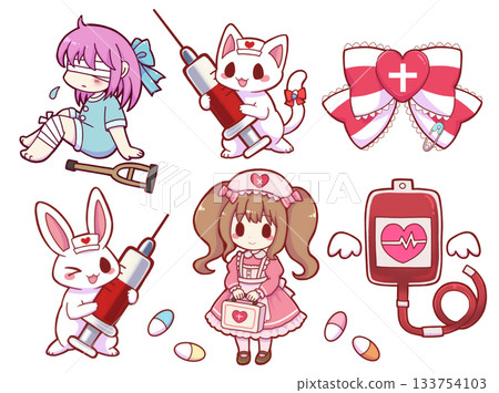 Cute medical illustration set 133754103