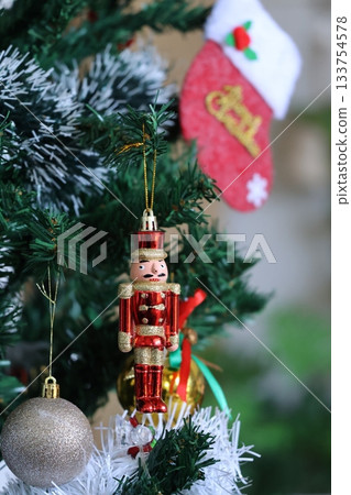 Christmas decoration on the christmas tree, closeup of photo. Christmas decoration on the christmas tree, closeup of photo. 133754578