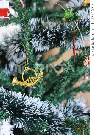 Christmas decoration on the christmas tree, closeup of photo. Christmas decoration on the christmas tree, closeup of photo. 133754579