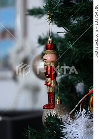 Christmas decoration on the christmas tree, closeup of photo. Christmas decoration on the christmas tree, closeup of photo. 133754586