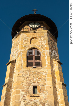 Clock face and stone belfry close-up Turnul lui Stefan cel Mare 133754698