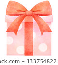 Pink present with red ribbon Pink present with red ribbon 133754822