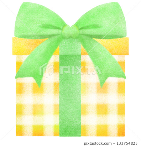 黃綠色絲帶和黃色禮物 133754823