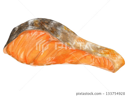 一幅逼真的烤鮭魚片插圖，上面有誘人的烤痕。 133754928