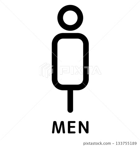 簡潔時尚的男士洗手間線條圖標，指示牌 133755189