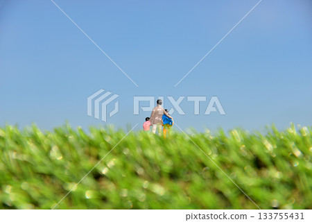 Image of a parent and child walking hand in hand Image of a parent and child walking hand in hand 133755431
