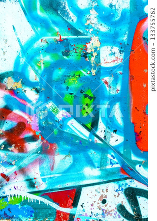 Vivid Abstract Graffiti Texture with Blue, Red, Green for Urban 90s, Y2K Style Vivid Abstract Graffiti Texture with Blue, Red, Green for Urban 90s, Y2K Style 133755762