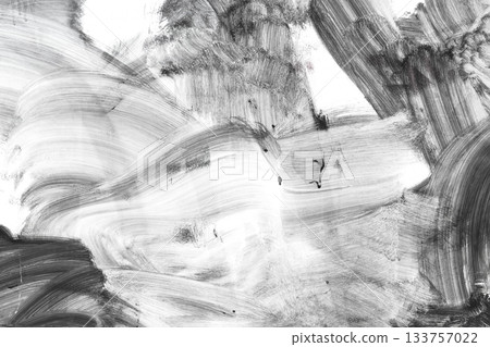 Monochrome Abstract Brushstroke Texture in Black and White Monochrome Abstract Brushstroke Texture in Black and White 133757022