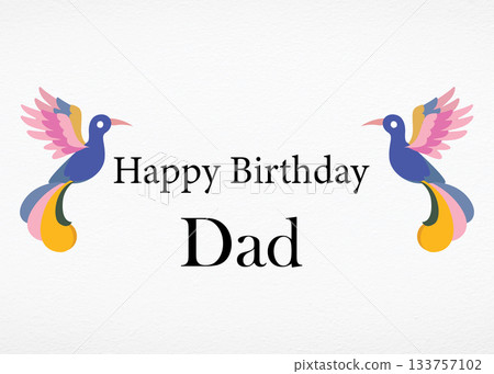 Happy Birthday Dad Card with Colorful Birds and Cute Design 133757102
