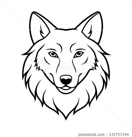 Elegant Wolf Head Illustration in Black and White Simple Design Elegant Wolf Head Illustration in Black and White Simple Design 133757104