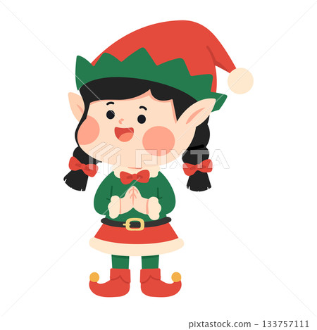 Cute Christmas Elf Cartoon Illustration Cute Christmas Elf Cartoon Illustration 133757111