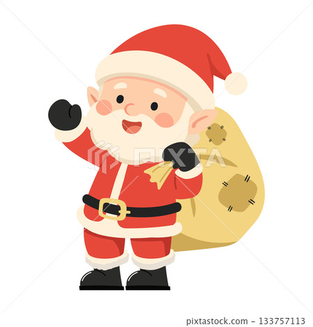 Cartoon Santa Claus With Sack Illustration 133757113