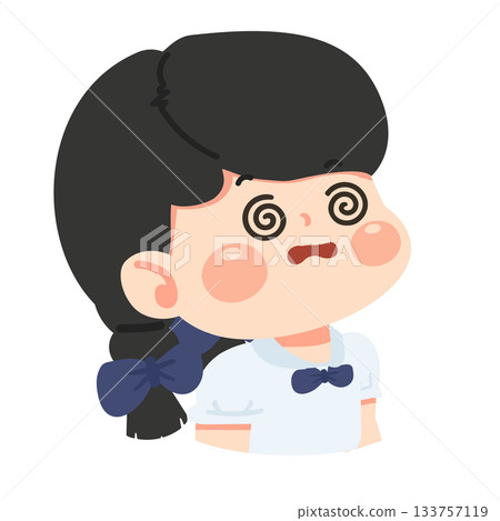 Cartoon Girl with Swirling Eyes Illustration 133757119