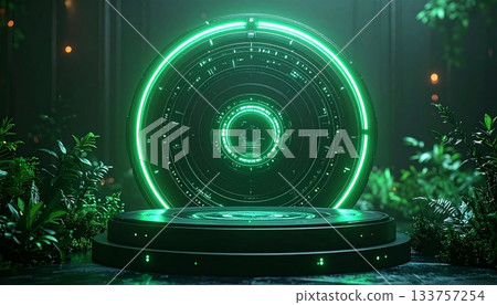 Futuristic abstract blue technology background featuring a digital communication network pattern of circles, ideal for science, web, and business concepts 133757254