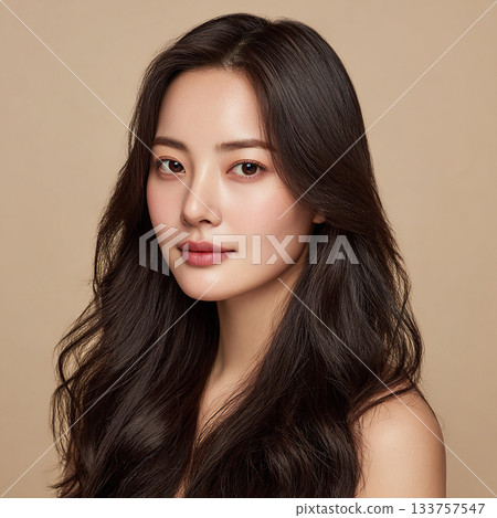 擁有閃亮波浪捲髮的模特 133757547
