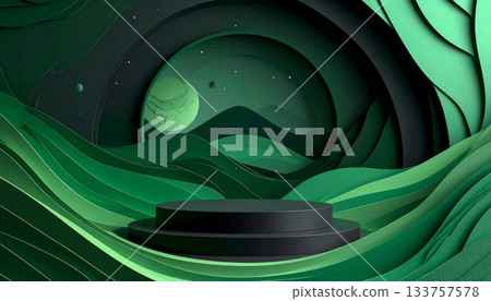 Abstract background with green grass and leaves for vector design using a wavy pattern of lines and curves Abstract background with green grass and leaves for vector design using a wavy pattern of lines and curves 133757578
