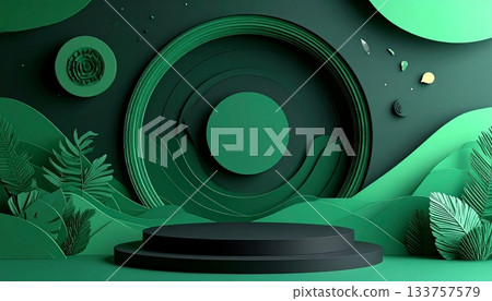 Abstract background with green grass and leaves for vector design using a wavy pattern of lines and curves 133757579