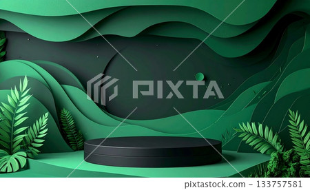 Abstract background with green grass and leaves for vector design using a wavy pattern of lines and curves Abstract background with green grass and leaves for vector design using a wavy pattern of lines and curves 133757581