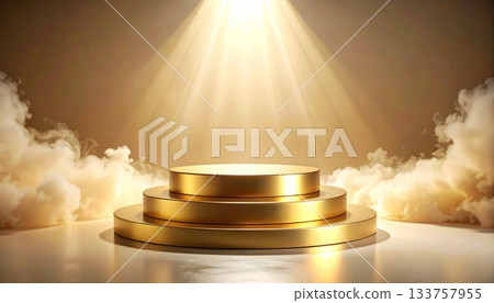3D render of a glittering golden hotel service bell symbol on black 133757955