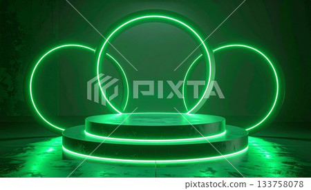 Empty podium on black background with isolated white blank cosmetic care packaging container 133758078