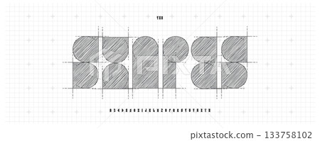 Architecture Shapes Font Logo Alphabet Vector Blueprint Letters Set Typography, Technical Draw Typographic Design Title Text, Poster Headline, Type Symbol Logotype, Architect Fonts. Vector Typeface Architecture Shapes Font Logo Alphabet Vector Blueprint Letters Set Typography, Technical Draw Typographic Design Title Text, Poster Headline, Type Symbol Logotype, Architect Fonts. Vector Typeface 133758102