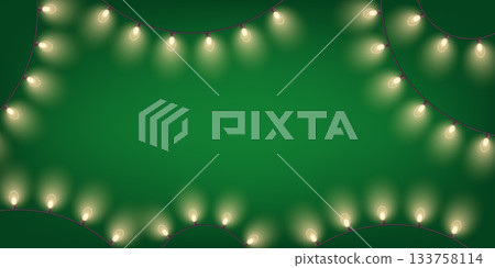 Christmas fairy lights green background with festive yellow light bulb garlands and copy space Christmas fairy lights green background with festive yellow light bulb garlands and copy space 133758114