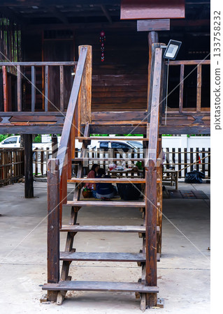 Traditional Thai Wooden House Staircase Traditional Thai Wooden House Staircase 133758232