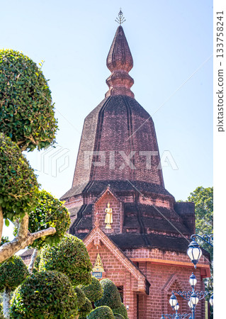 Red brick temple chedi 133758241